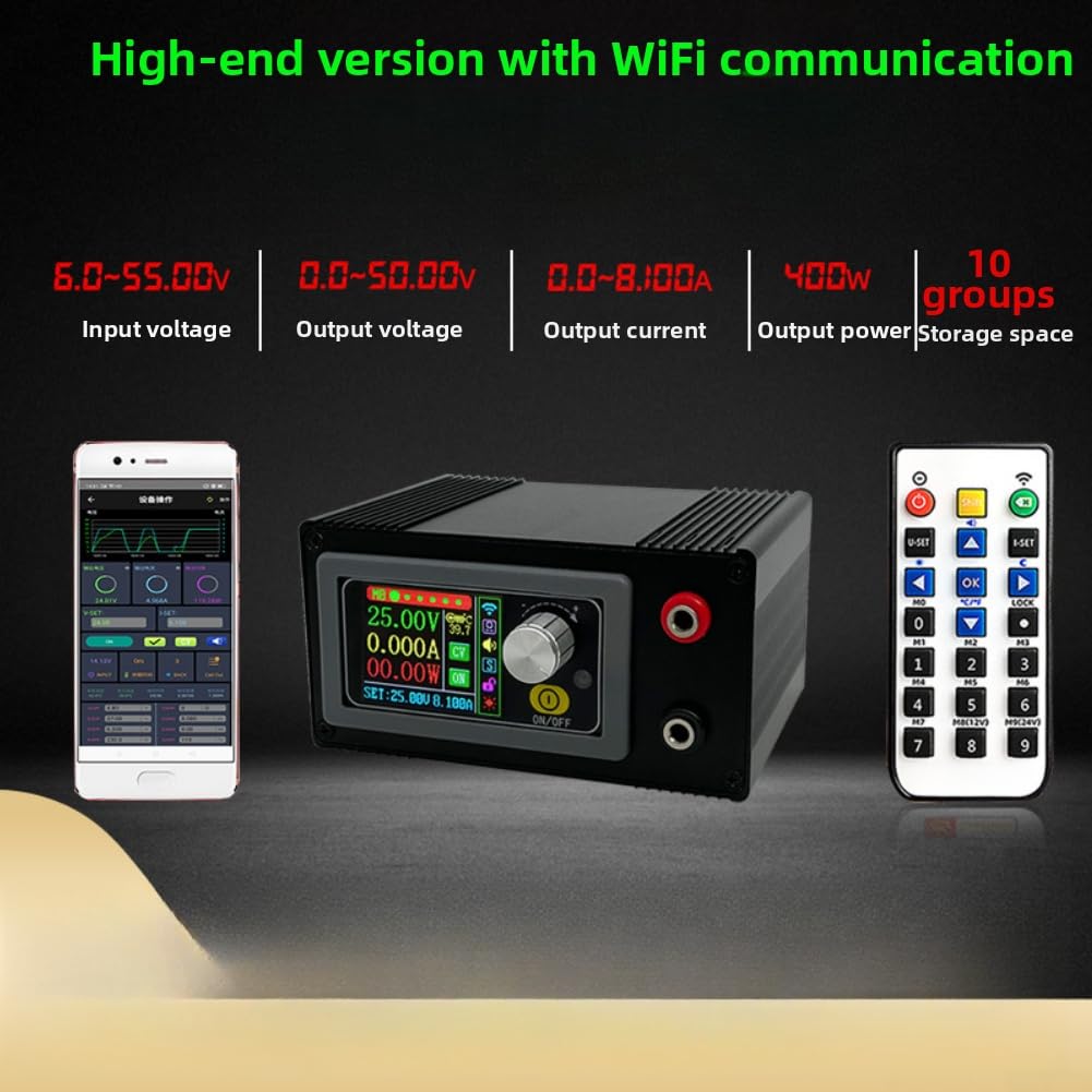 Alimentatore DC regolabile 50V 8A 400W con telecomando WiFi, regolatore di tensione digitale per laboratori CNC, protezione da sovraccarico, funzione di memoria (senza WIFI)