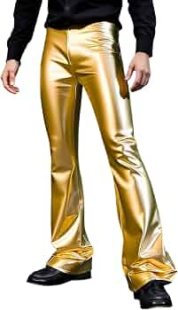 Pantaloni a zampa da uomo anni '70 Carnevale da discoteca, pantaloni svasati anni '80, costume hippie da uomo, Nero , S