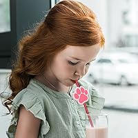 Vista 3 de 24 piezas de suministros para fiesta de cumpleaños de perros, pajitas de bebida con patrón de patas, adecuadas para fiestas temáticas de perros