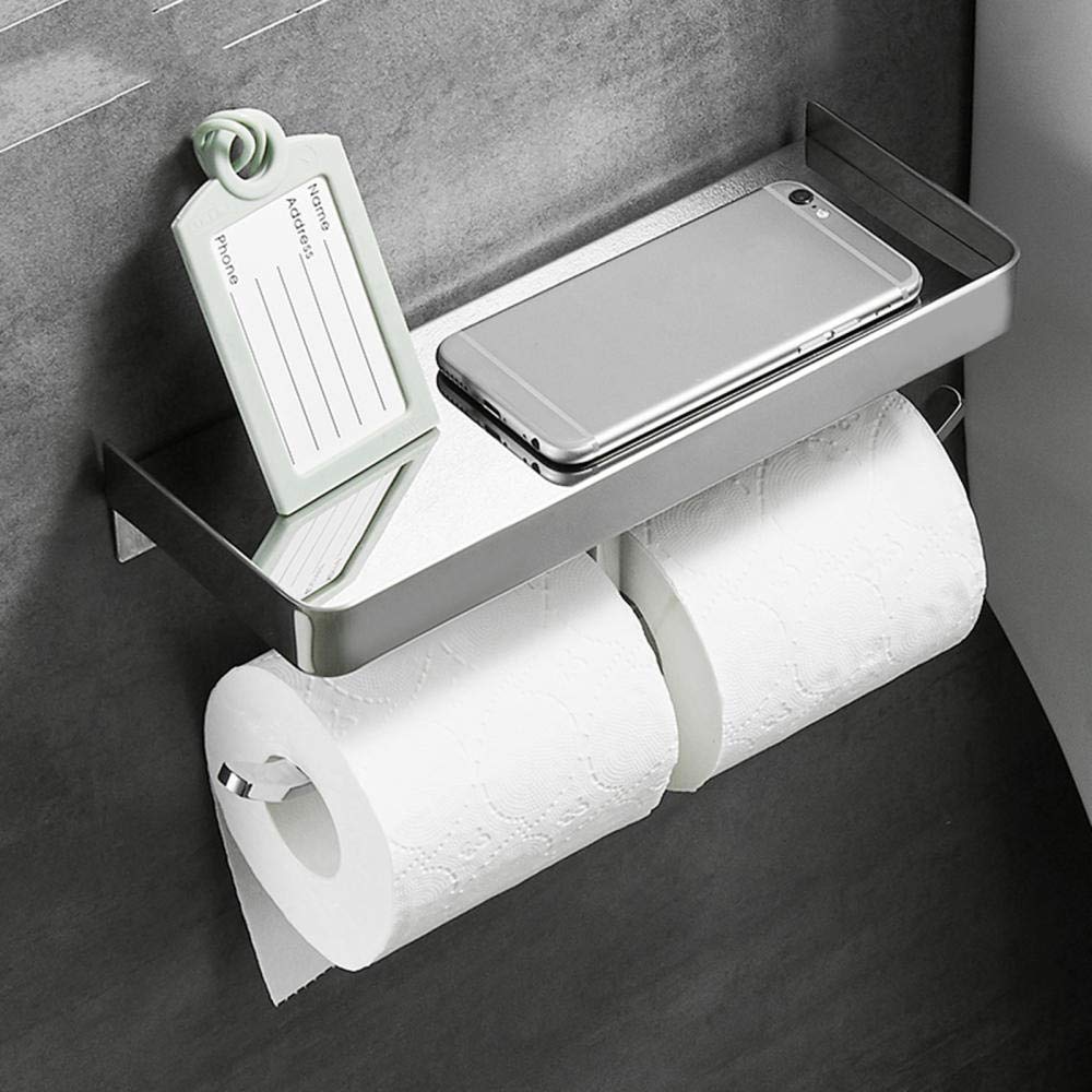 Porta Carta Igienica Autoadesivo 304 Inox - Senza Forare Con 2 Ganci