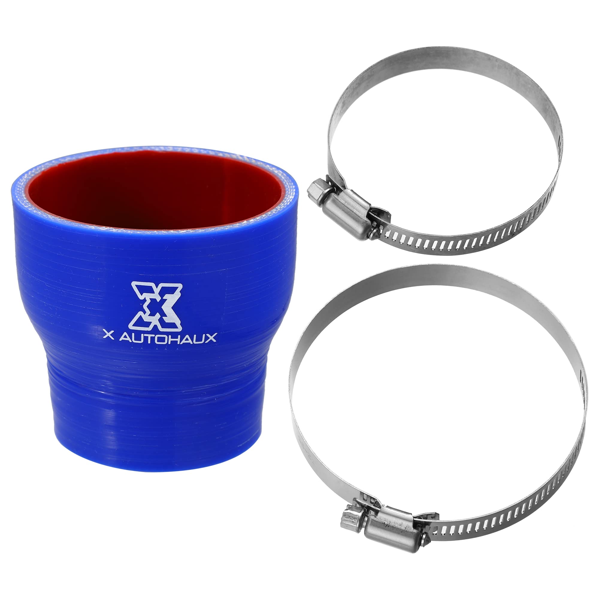 X AUTOHAUX Manguera Recta de Silicona de Refrigeración Tubo Acoplador Azul Rojo para Coche 57-76mm.