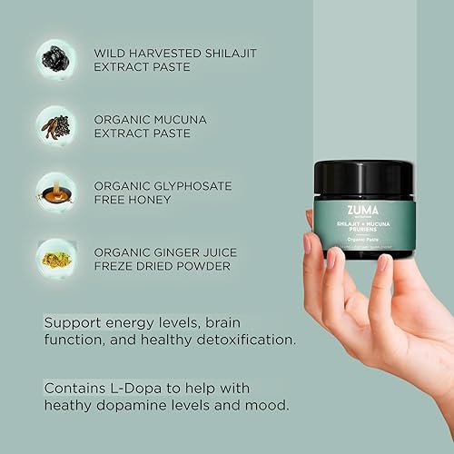 Miniatura 3 de Zuma Nutrition Shilajit con pasta de extracto de mucuna, hecha con miel, mezcla de aminoácidos y ácido fúlvico, pasta rica en minerales para