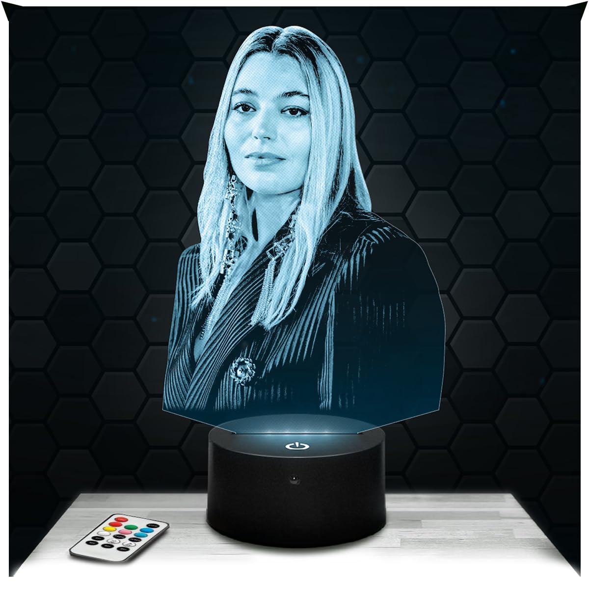 Lampephoto.fr - 3D Lamp Santa French Author Composer Musician, Touch LED Night Light, 3D Hologram Effect, Christmas Birthday Gift Idea for Men Women, Bedroom Decoration Object