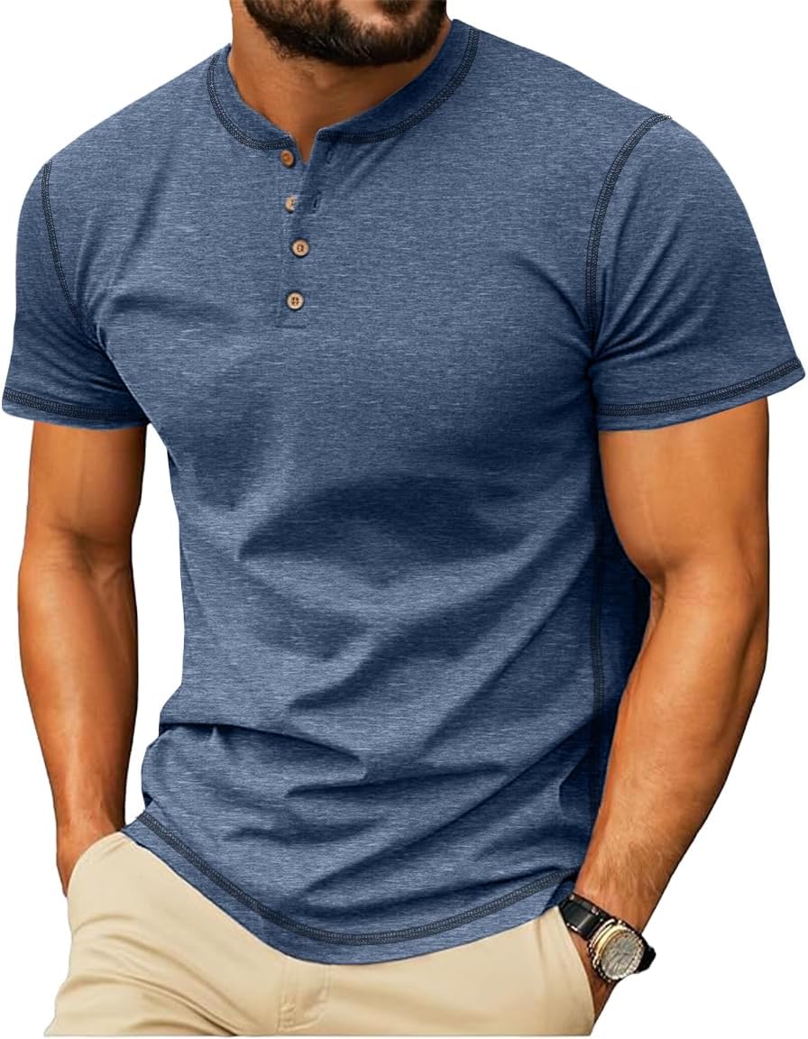 Sailwind Mens Henley Shirts Casual Lightweight Summer T-Shirt Cotton Maverick Short Sleeve - Image 2