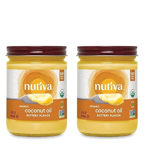 Nutiva Aceite de coco orgánico con sabor a mantequilla no láctea, 14 onzas (paquete de 2), USDA orgánico, sin OMG, aprobado Whole 30, vegano y sin