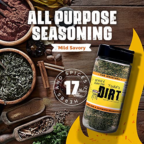 Todd’s Dirt - Original Dirt, All Purpose Seasoning & Bbq Rub, Mild Savory Seasoning/Rub That’s Great On Everything, Gourmet Grill Seasoning/Rub, 100% All Natural With No Msg & Gluten-Free, 8.50 Oz #TOP1