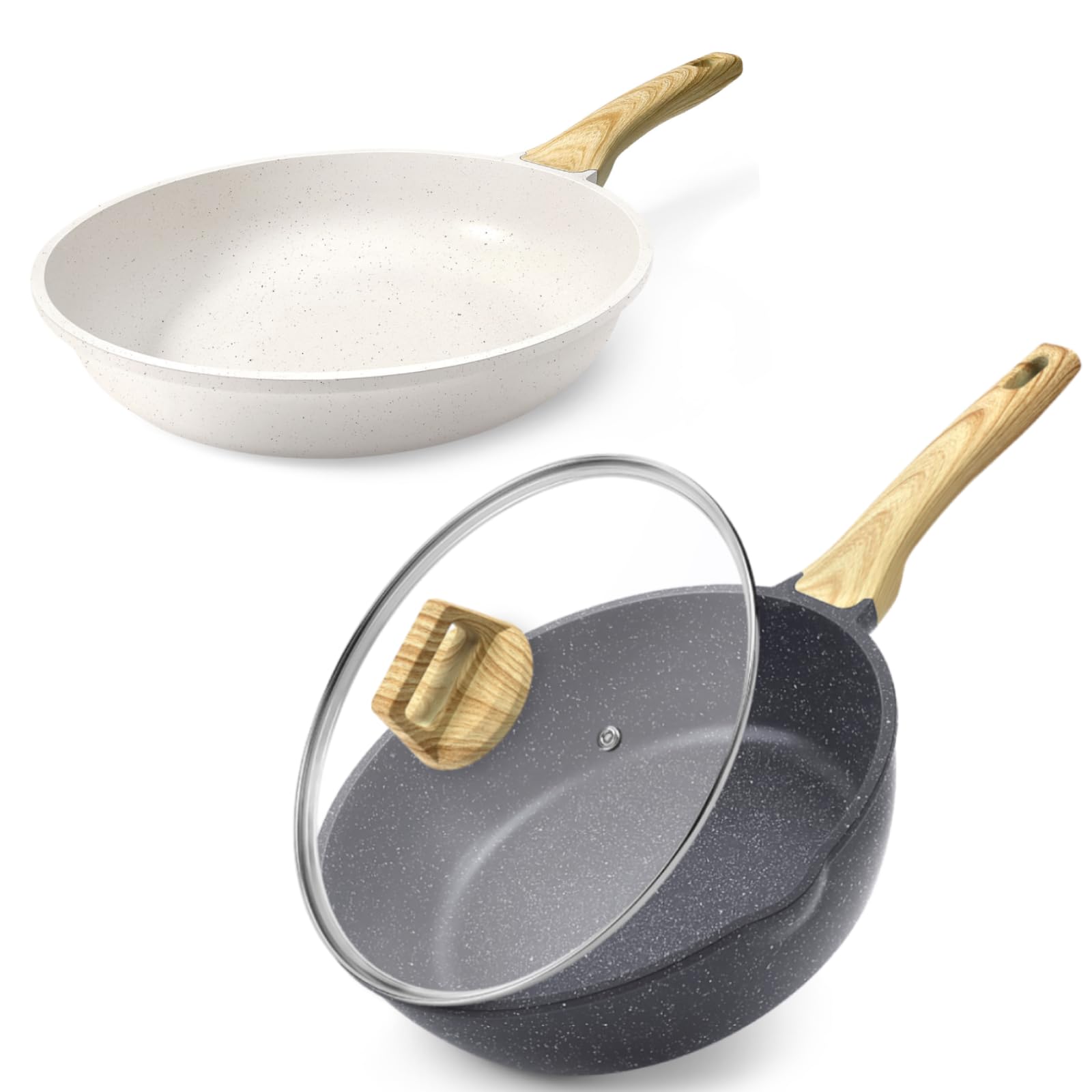 GiPP Nonstick Frying Pan Skillet bundle with Nonstick 11 Inch Deep Frying Pan Grey