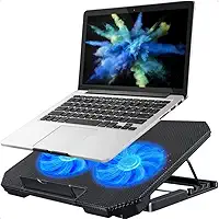 Suporte Para Notebook Base Ergonômica Refrigerada Com 2 Coolers Potentes Silencioso LED Azul 8 Níveis de Altura Premium