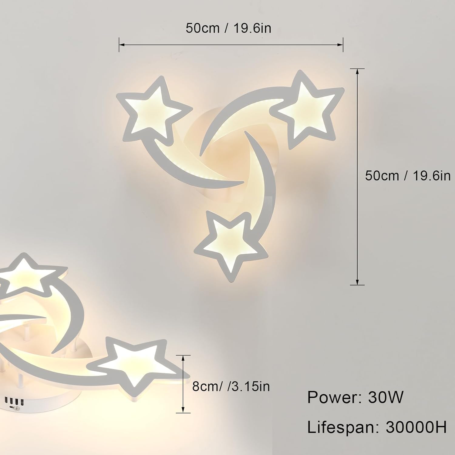 Toolight Plafoniera LED dimmerabile 30 W 3375 LM, lampadario camera da letto per bambini con telecomando 3000 K-6500 K, moderna lampada da soffitto per camera dei bambini, soggiorno, camera da letto,