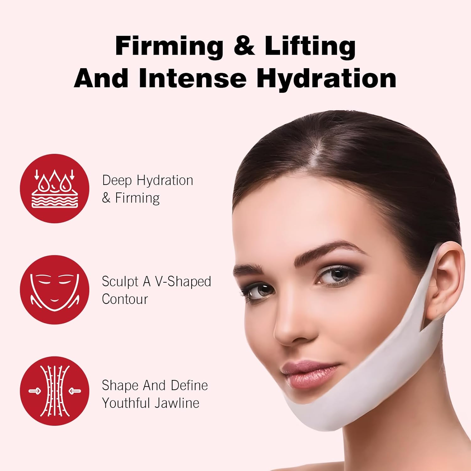 V Line Face Lifting Mask, 10 Pack V Line Chin Strap Lifting Double Chin Reducer, Polypeptide Protein Collagen Neck and Face Slimming Masks, Hydrating Neck Sheet Mask for Women Tightening - Image 6