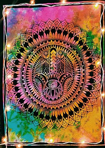 ICC Small Hamsa Wall Decor Psychedelic Tapestry 30x40"