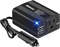PiSFAU 150W Car Power Inverter 12V DC to 110V AC Converter with Dual USB QC Ports for Laptops Tablets Black