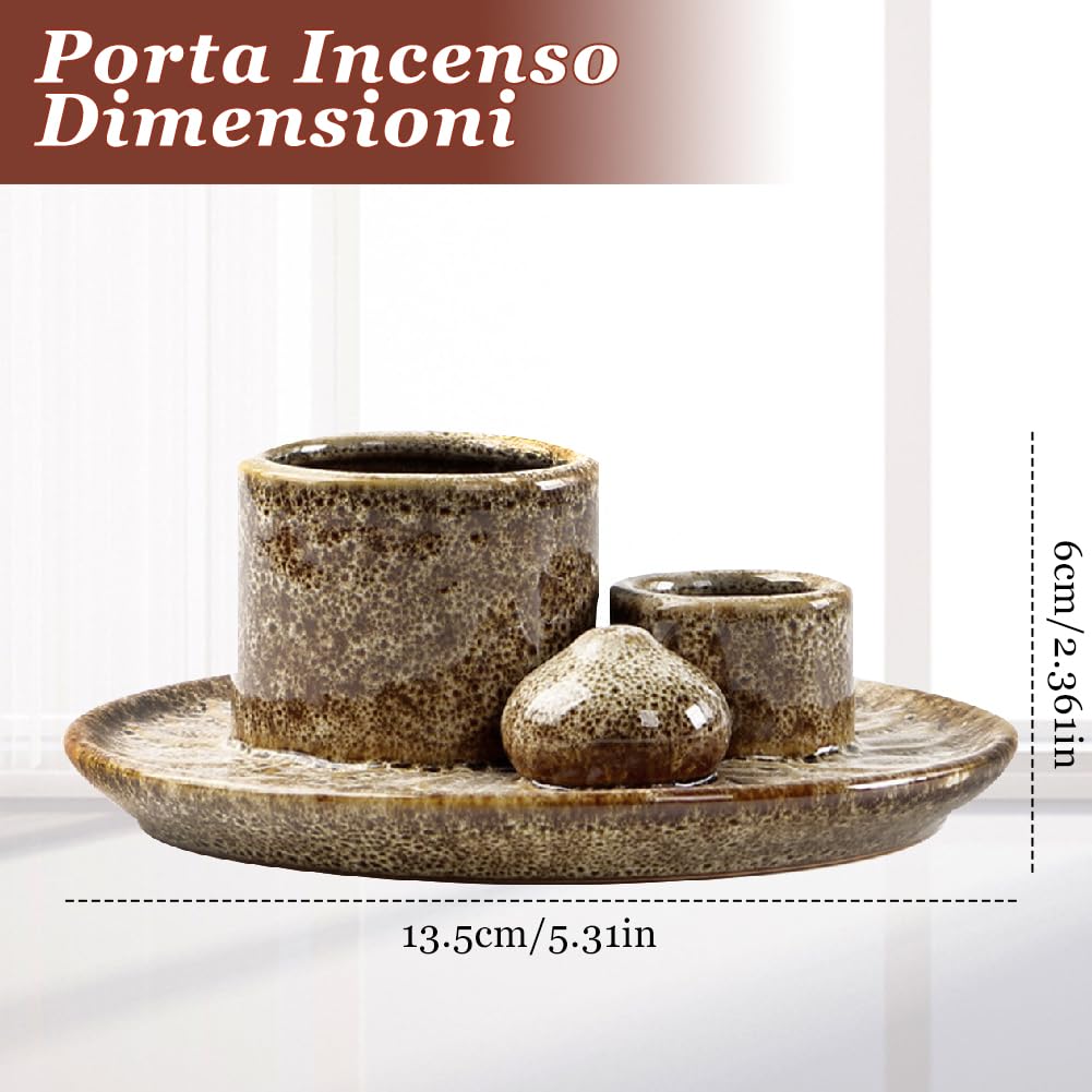 SPORWAY Supporto per bastoncini di incenso Planet Design, 4 in 1, in ceramica, per ogni incenso, salvia bianca, affumicatura, ideale per meditazione, decorazione