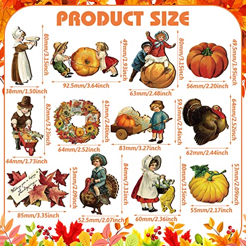 Image of 24 Pcs Fall Thanksgiving Vintage Wood Hanging Ornaments Autumn Fall Tree Hanging Sign Decorations Harvest Maple Leaf Decorative Hanging Ornaments for Holiday Party Decor