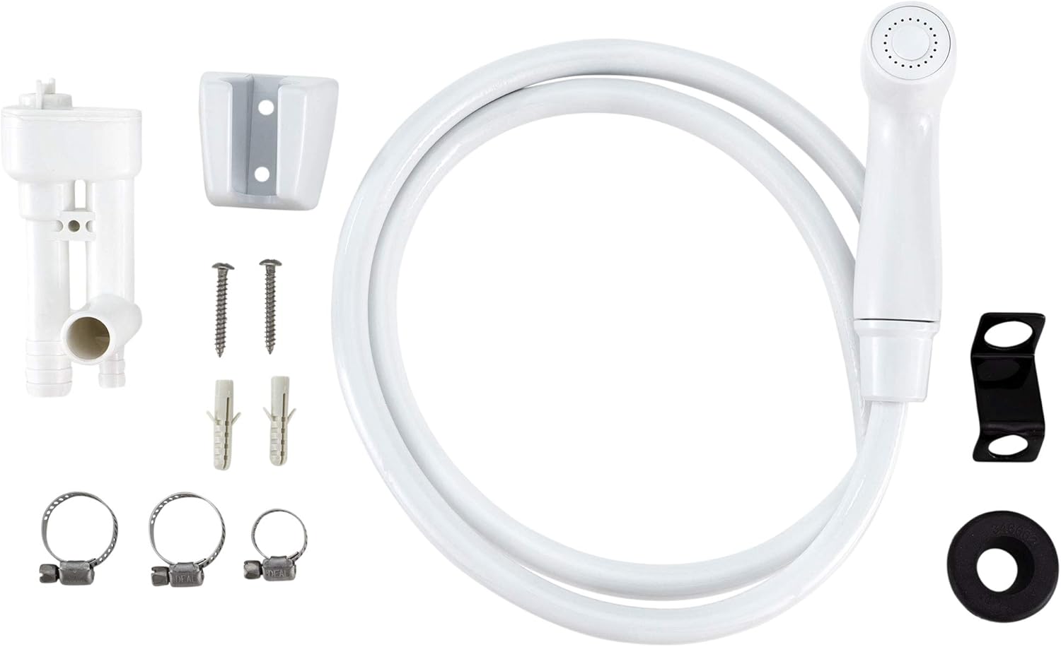 RecPro 4" RV Tub and Shower Diverter Faucet White/Smoke with Handheld Shower Head & Hose