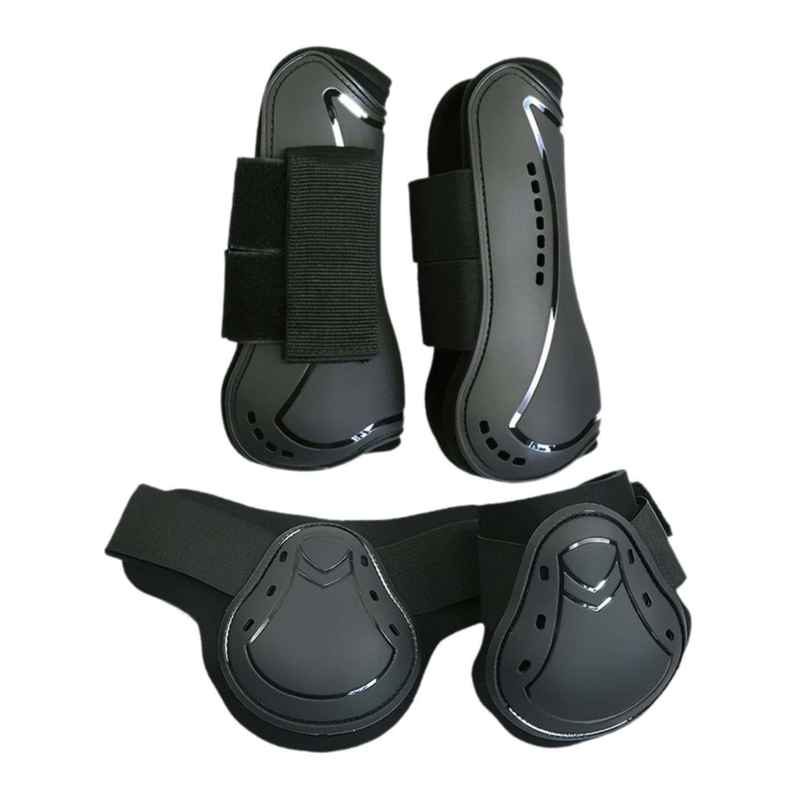 Juego de Protectores para tendones de Caballo de fácil Limpieza, con Acolchado de Neopreno y Carcasa rígida de PU Que Absorbe los Impactos,