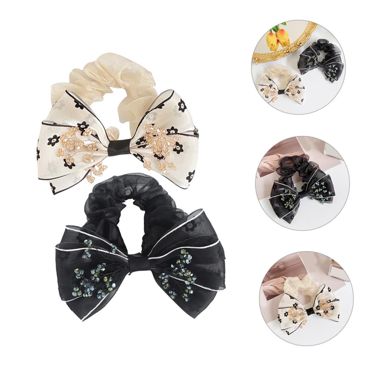 MAGICLULU 5 Sets Haarspangen Mit Schleife Haarband Haarseile Satin-haargummis Stilvolles Haar-accessoire Für Frauen 2 Stück * 5