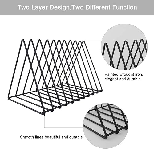 Miniatura 7 de Urban Deco Organizador de escritorio triangular, soporte para revistero de alambre de metal, 10 secciones, organizador de carpetas de archivos