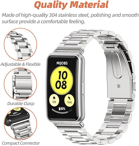 Miniatura 3 de MIJOBS Correa compatible con Huawei Watch Fit Smartwatch de acero inoxidable, correa de reloj de metal para accesorios de reloj