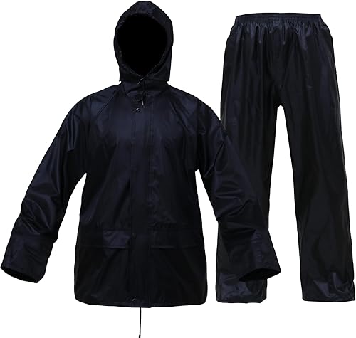 Rizzon Chaqueta de traje de lluvia para hombres y mujeres, impermeable, ligero, equipo de lluvia para exteriores, granja, pesca, motocicleta