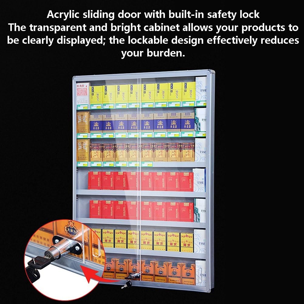 Wall-Mounted Cigarette Display Holder - Aluminum Retail Organizer Cabinet for Stores, Shops & Markets, Clear Color, 40x60x6.7cm - Convenient Cigarette Storage Solution
