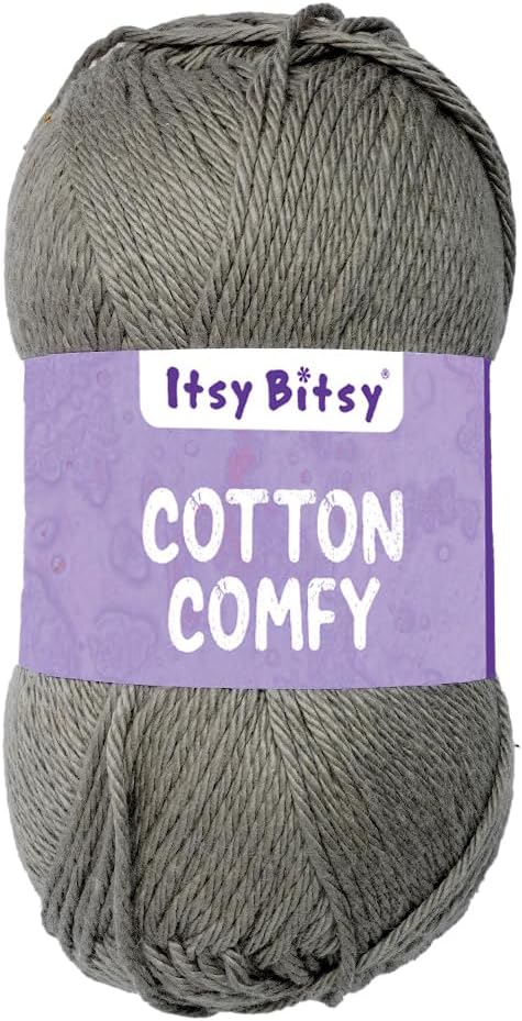 Itsy Bitsy Cotton Comfy Knitting Yarn 100% Cotton Dove Brown 169m 100g | Soft Crochet & Knitting Wool for Sweaters, Scarves, Baby Clothes, Blankets, Home Decor