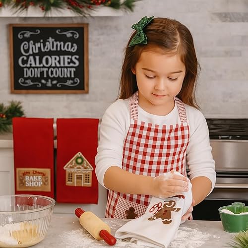 Vista 105 de Serafina Home Toallas de cocina navideñas navideñas: dos muñecos de nieve Be Jolly espiga y un muñeco de nieve bailarín, 3 piezas, tejido plano 100%