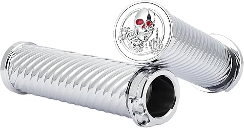 Miniatura 5 de Citanigo Manillar de motocicleta Puños de mano aptos para Harley Sportster Touring Dyna Softail (plata)