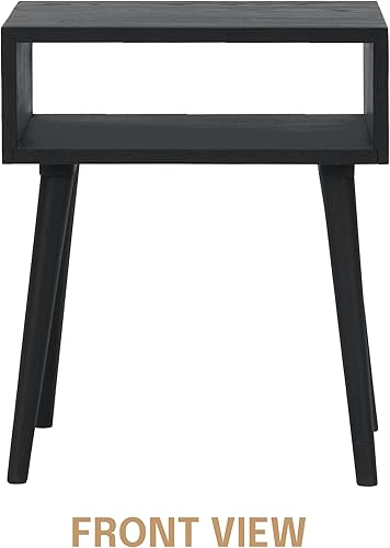 Miniatura 3 de NTC Mesita de noche Zoe de roble macizo, mesa auxiliar moderna de mediados de siglo, muebles de noche, mesa auxiliar, fácil montaje, negro quemado