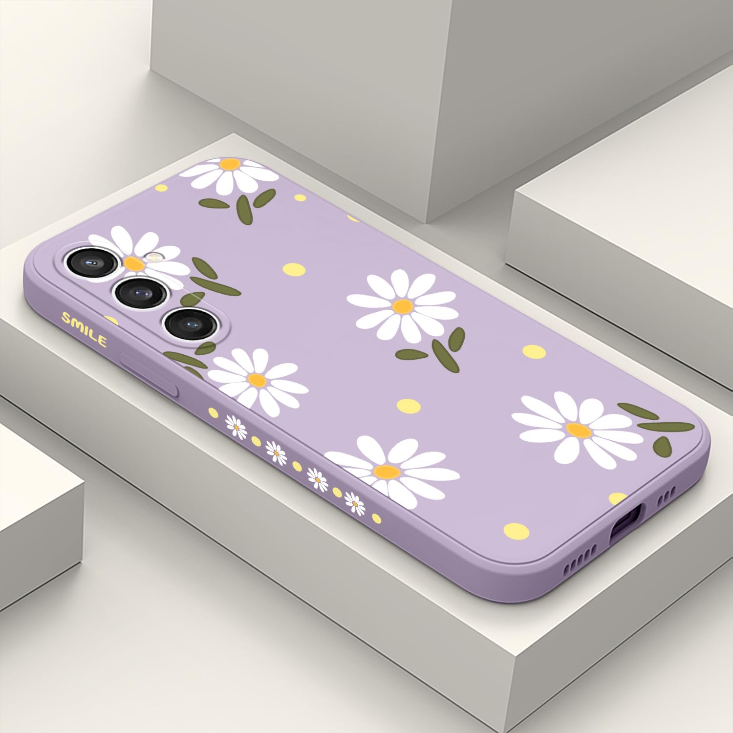 LEECG for Galaxy S23 FE Case, Creative Side Print Design for Samsung S23 FE 5G Case Soft Silicone Rugged Protective Bumper S23 FE Phone Case-Daisy