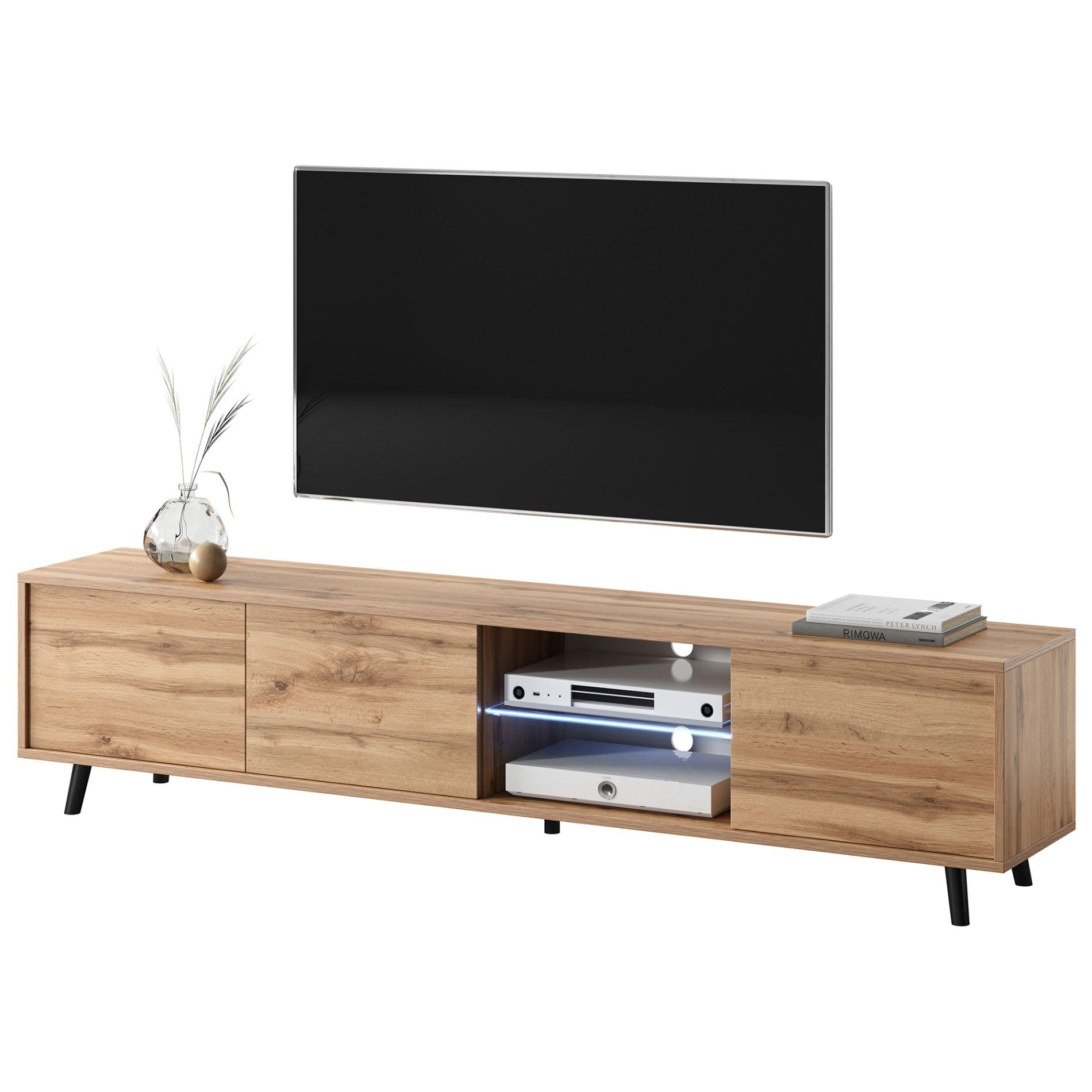 Selsey Galhad - Mueble TV, Roble wotan, iluminación LED a Pilas, 175 cm Ancho