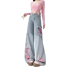 Unisex Vintage Baggy Embroidery Wide Jeans 90s High Waist Y2k Hiphop Grunge Jeans Casual Loose Goth Denim Harajuku