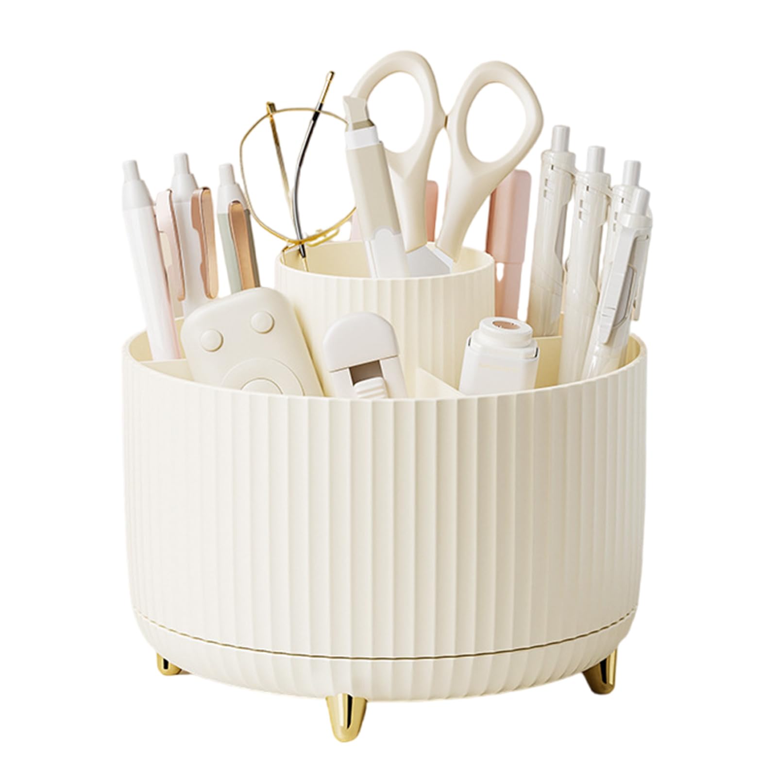 HDOYTXXM Rotating Desk Stationary Organiser Pen Pencil Holder 6 Compartments Art Supply Organiser Makeup Supplies Storage Holder Desk