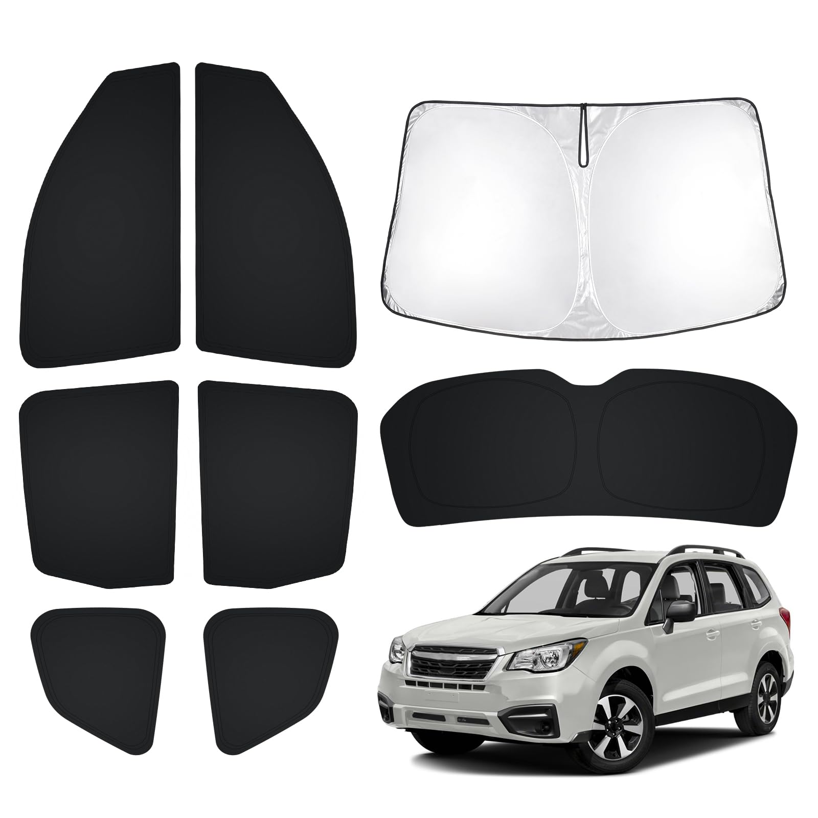 Photo 1 of T TGBROS Windshield Sun Shade for Subaru Forester 2014-2018 Car Window Shades Thicken UV Block and Blackout Privacy Foldable Sunshades 8PCS Accessories Keep Cool Sun Visor Covers
