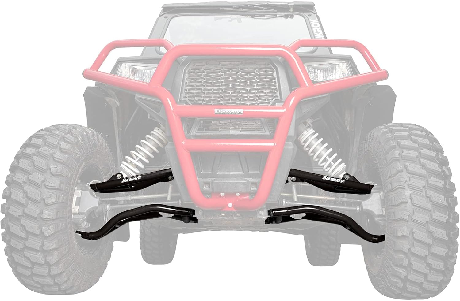 SuperATV High Clearance A Arms for 2021+ Polaris RZR Trail S 900 / S 1000 | Fits Larger Tire Size | Black | 1.25” Tubing 25% larger Than Stock