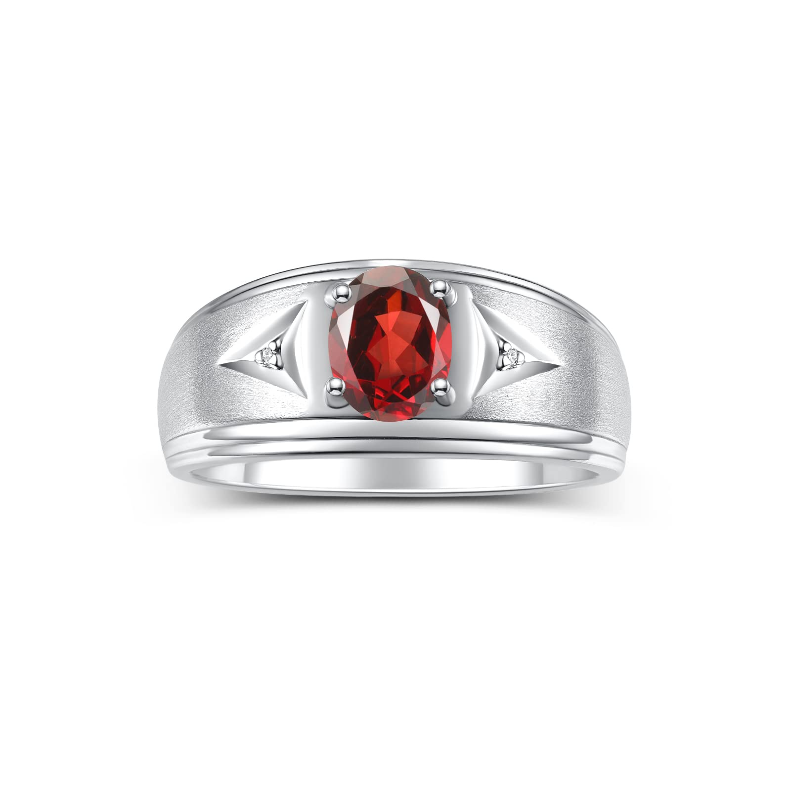 Rylos Men's Rings Classic Design 8X6MM Oval Gemstone &amp; Sparkling Diamond Ring - Color Stone Birthstone Rings for Men, Sterling Silver Rings in Sizes 8-13. Elevate Your Style with Timeless Elegance!