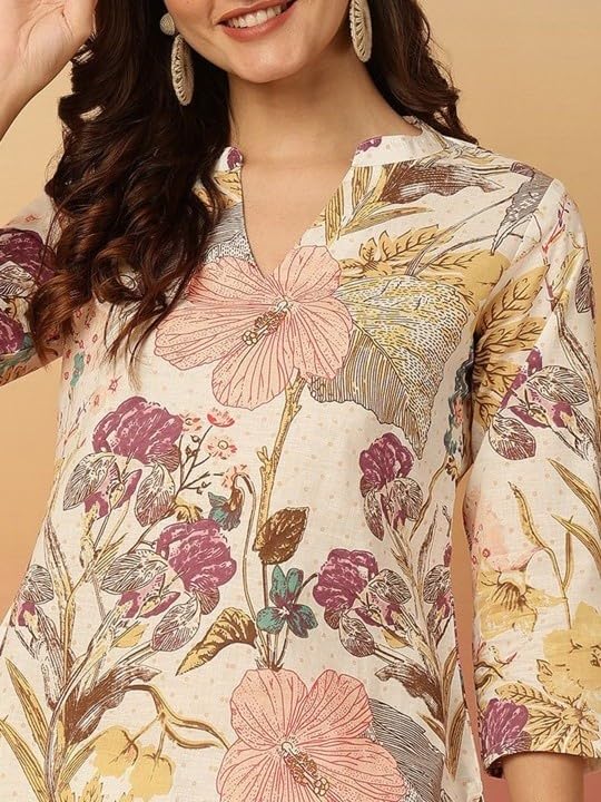 Image of MS VHCK ENTERPRISE Women's Short Kurti in TopsTunic Rayon Cotton Blend | Ladies Ethnic Tunic