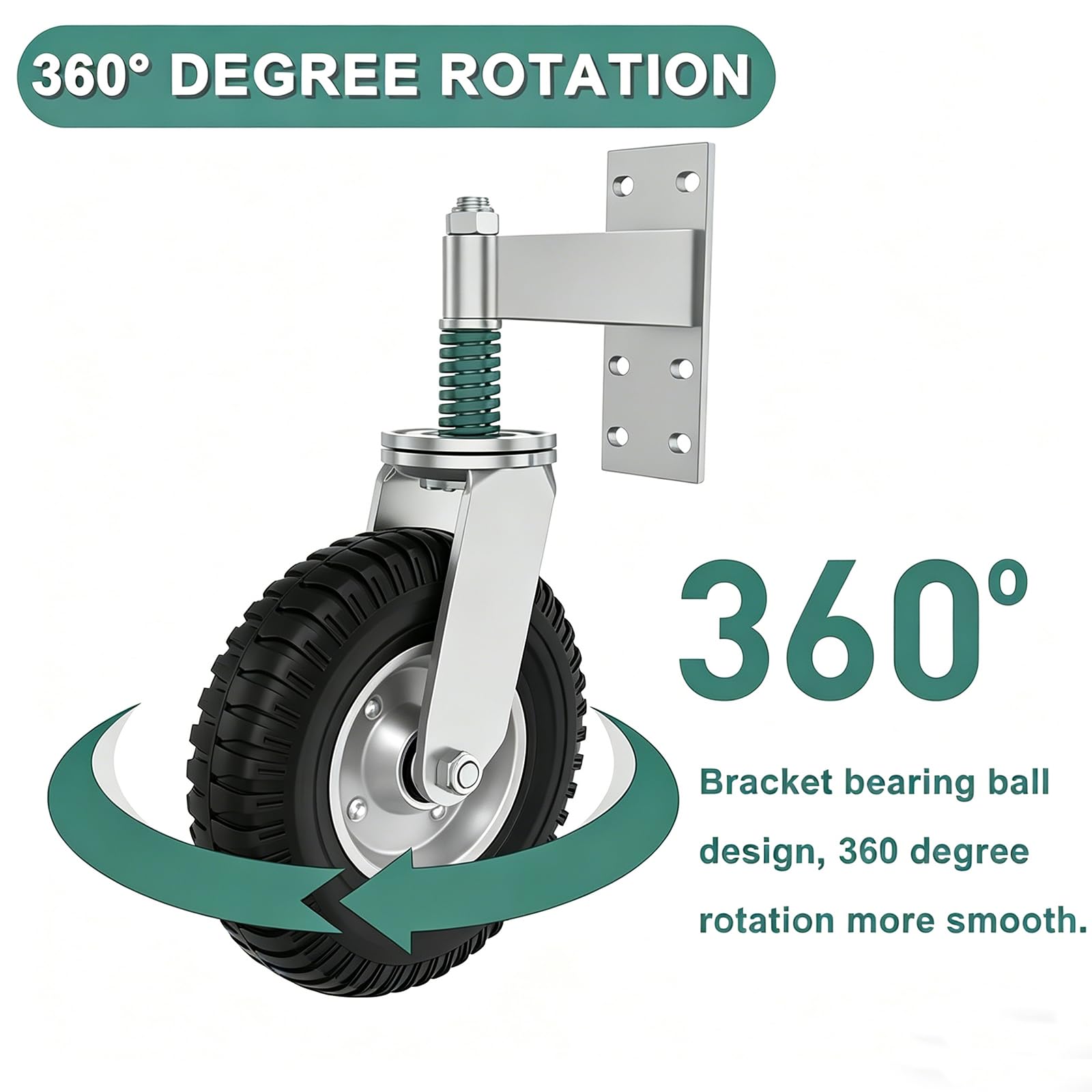 Roulette Portail 6 Pouces Argent, 300 kg Charge, Avec Graisseur, Ressort Amortisseur & Pivot 360°