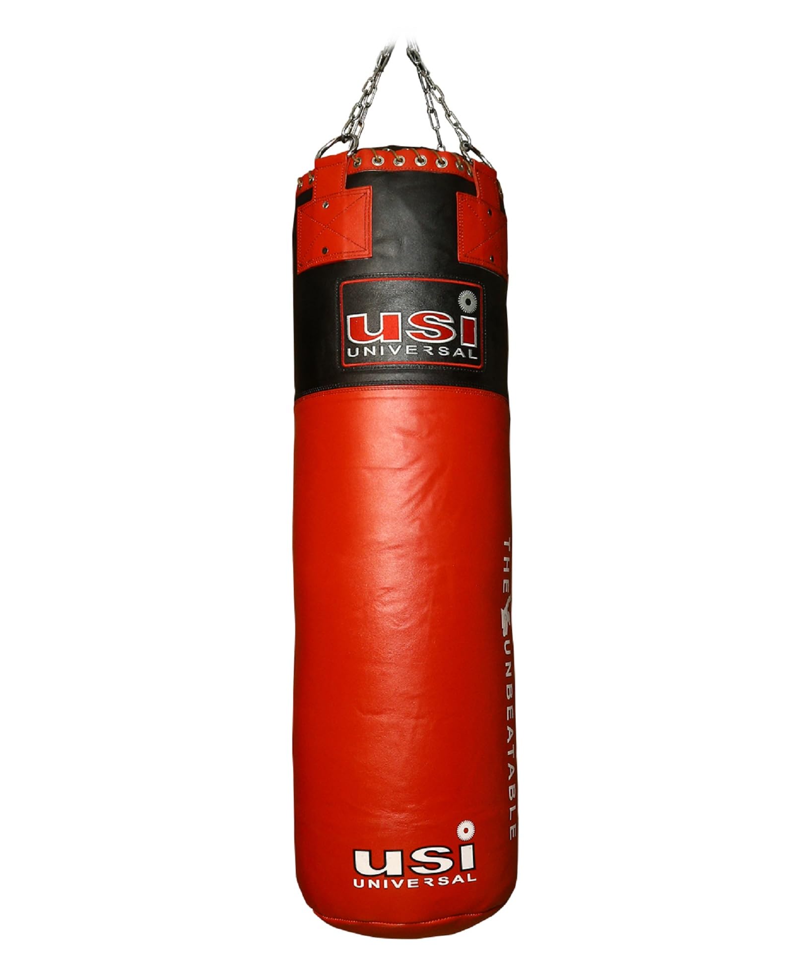 USI UNIVERSAL THE UNBEATABLE 626L Punching Bag, 626L Immortal Super Leather Filled Boxing Bag, Thick Leather Canvas Laminated, D-ring At Bottom, 25mm Foam Lining For Body Feel (40Kg, Height 120cm)-image-5