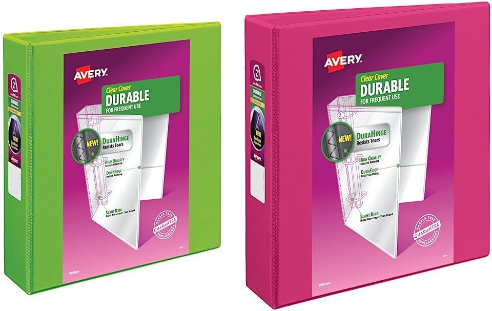 Avery Durable View 3 Ring Binder, 2 Inch Slant Rings, 1 Green Binder (17838