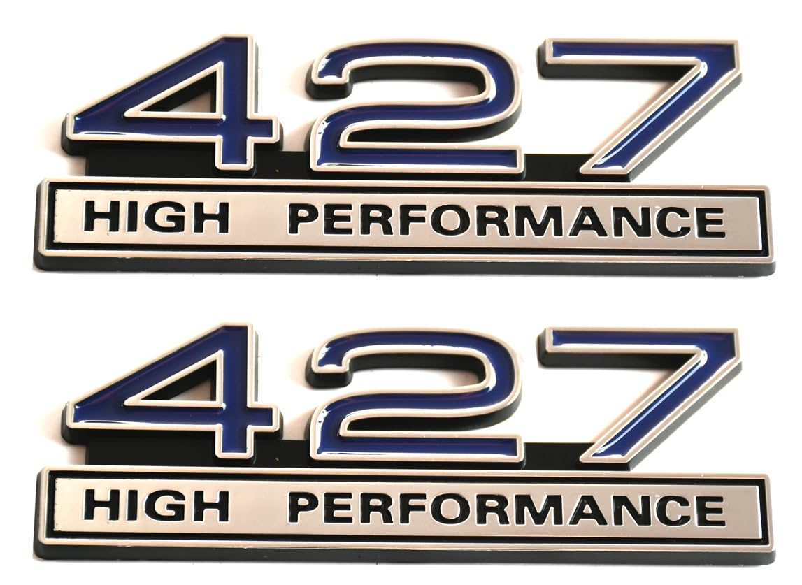 427 7.0 Liter High Performance Engine Emblem Badge - Chrome With Red Trim For Chevy FE Block Crate Engines