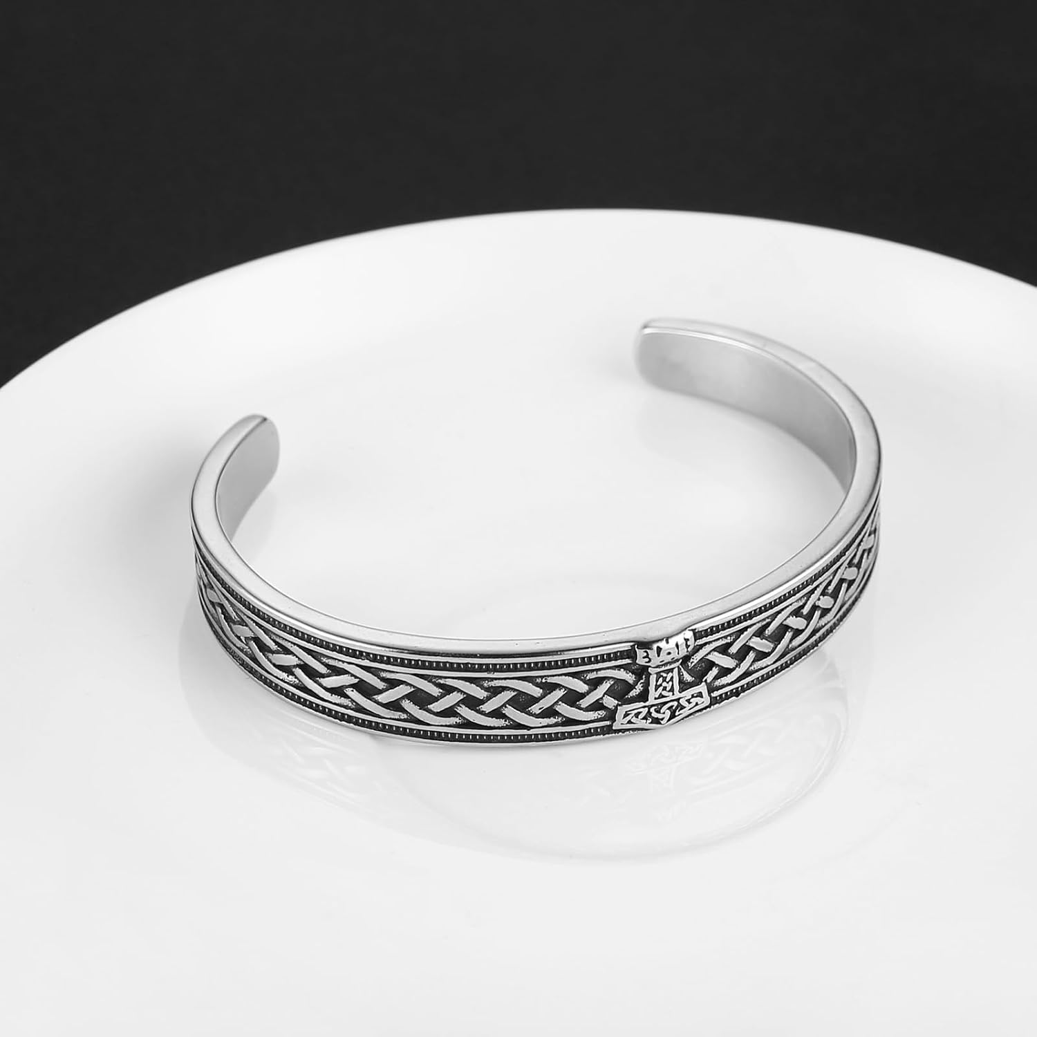 HZMAN Nordic Viking Celtic Knot Bracelet for Men Retro Stainless Steel Cuff Bracelet Infinity Knot Bangle Jewelry Gifts (Thor Hammer) - Image 3
