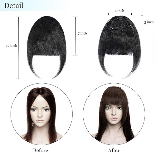 Miniatura 8 de Hairro Flequillo con clip, extensiones de cabello humano Remy con clip, extensiones de cabello fino y fino con flecos, fleco frontal rubio,