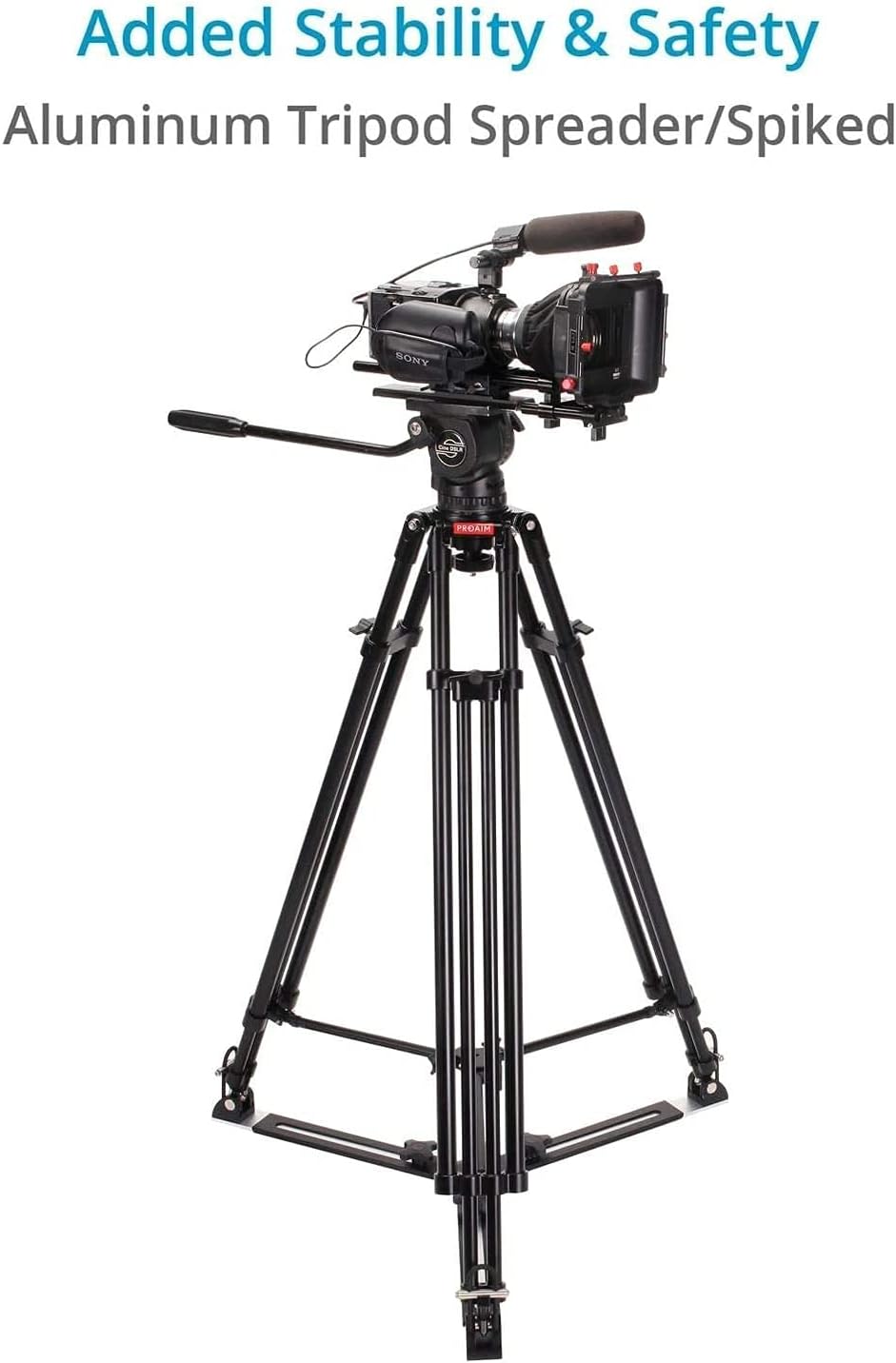 PROAIM Aluminum Telescopic Adjustable Spreader for All Tripods w/Twin Spiked Feet. Quick & Secure – Locking Hooks, Sturdy & Heavy-Duty w 400kg/880lb Payload. Foldable Design - Easy to Carry (P-AL-SP)