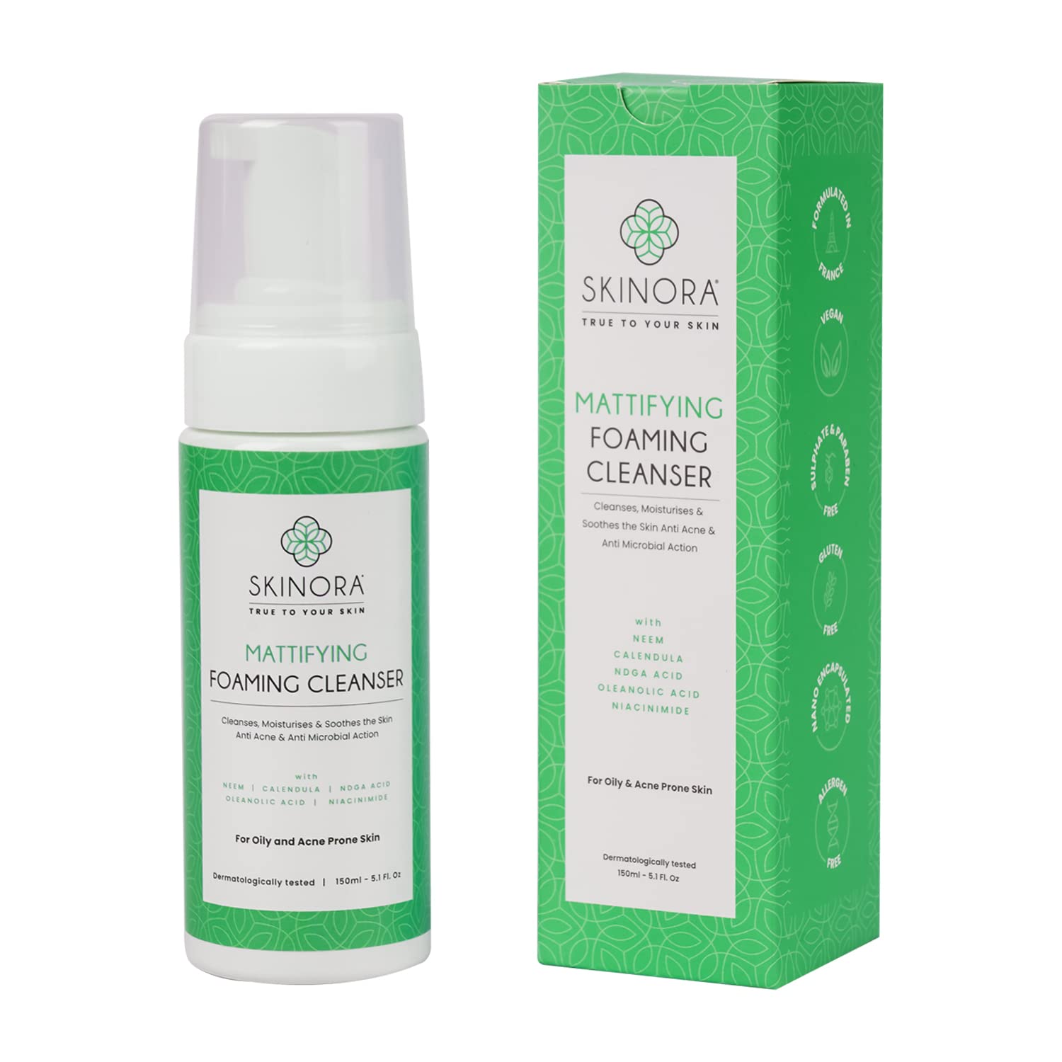 Mattifying Foaming Cleanser| With Niacinamide & Oleanolic Acid| For Oily & Acne Prone Skin| Anti-Acne & Anti-Microbial Action| Cleanses, Moisturizes & Soothes - 150 ml