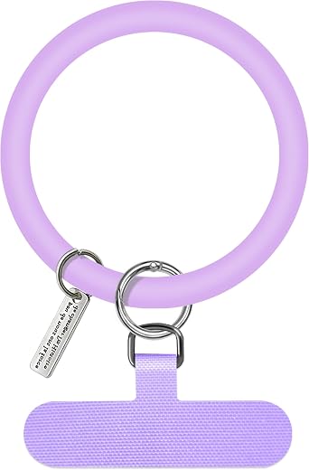 TACOMEGE Silicone Ring Phone Lanyard for Most Smartphones Cases with Anchor, Soft Phone Loop Wrist Strap for Women Purple
