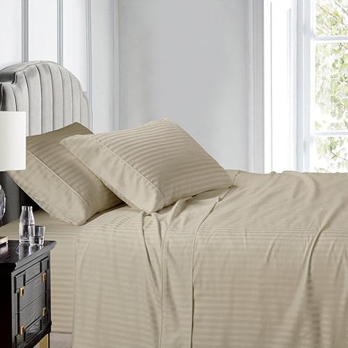 Royal Tradition Hecho en Estados Unidos - Juego de sábanas de algodón puro, bolsillos extra profundos (22 pulgadas), 608 hilos, sábanas de cama