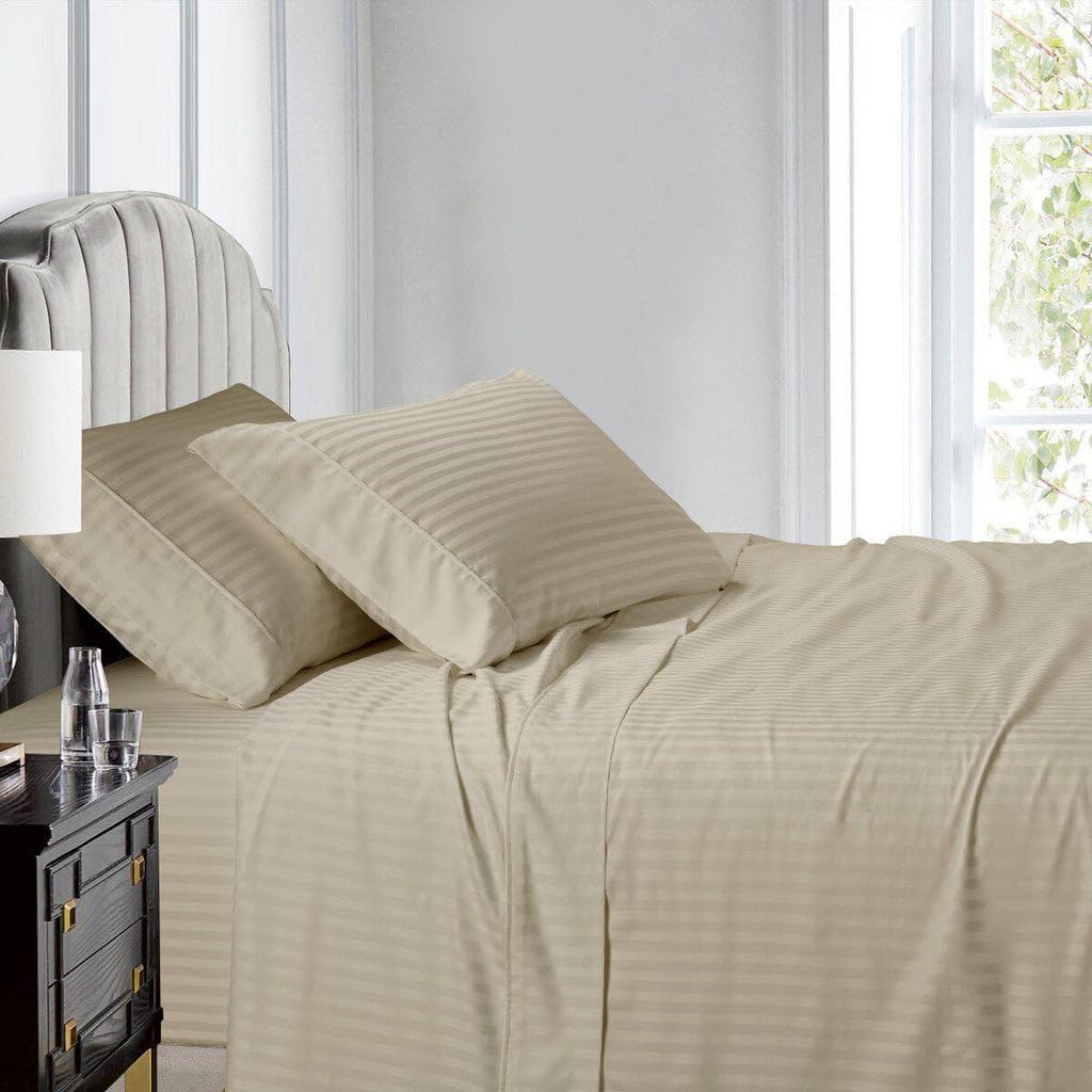 Royal Tradition Made in USA- Pure Cotton Sheet Set- Extra Deep Pockets 22-Inches 608 Thread Count Queen Size