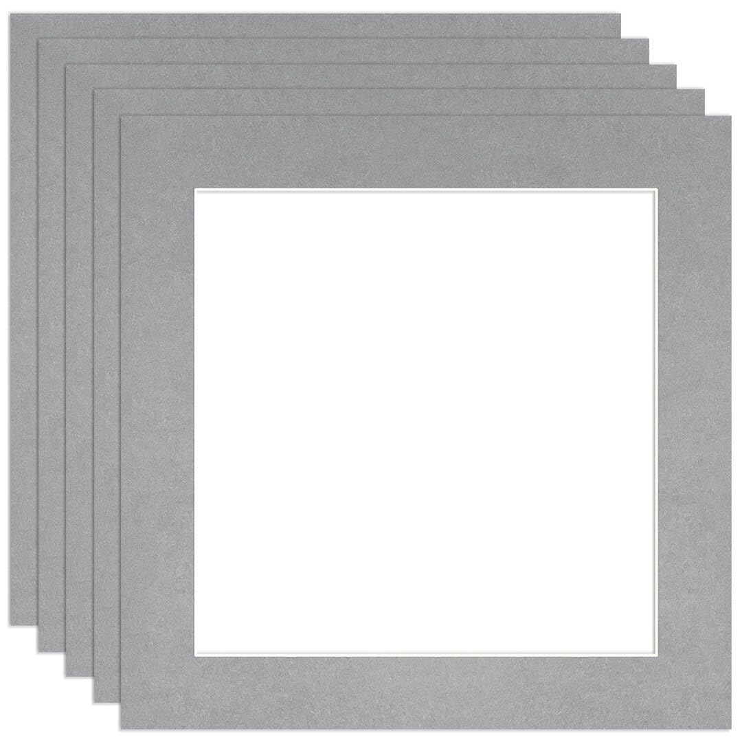 Procut Global 40x40cm Mid Grey Picture Mounts to Fit 30x30cm Aperture - Precision Cut Cardboard Photo Mount - Ideal for Frames, Prints, Artwork & Certificates - Sizes & Colours Available - 5 Pack โ image 1