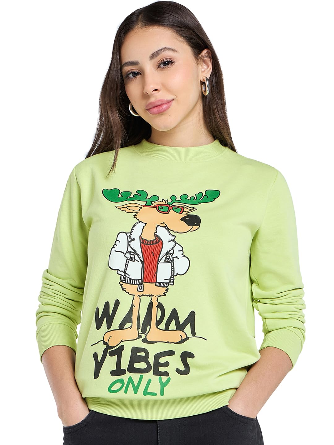 bewakoof Women's Cotton Terry Regular Fit Sweatshirt | Sweatshirt for Woman Winter Wear-picture-34